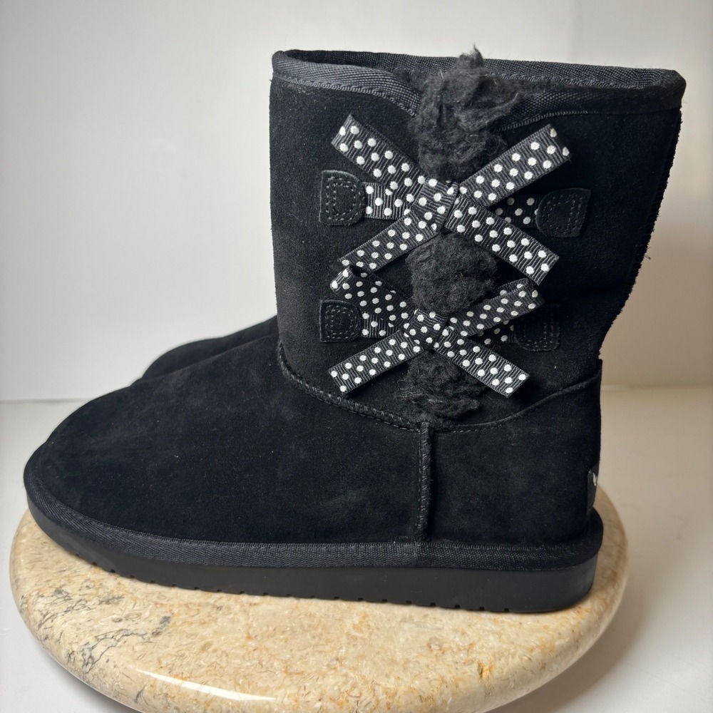 Koolaburra by UGG Black Suede Bow Detail Winter Boots Women's Size‎ 5